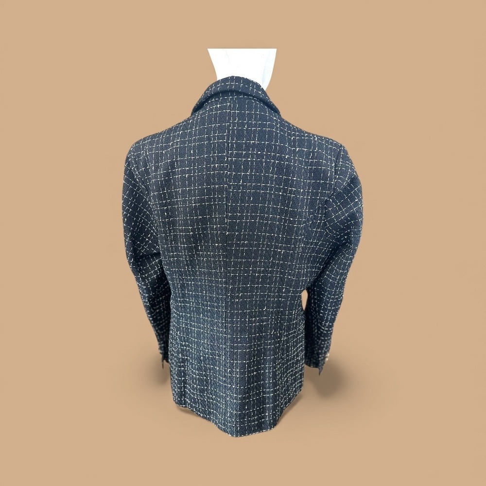 Elleven NWT SZ LGE Black Gold Plaid Double Breasted Blazer Jacket - Picture 8 of 16
